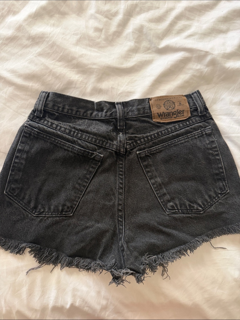 Wrangler Black Washed Denim Cutoff Shorts